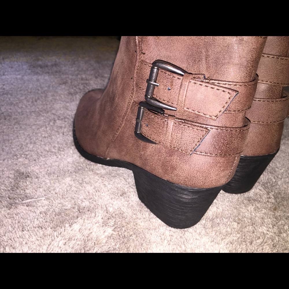 Brown ankle booties.